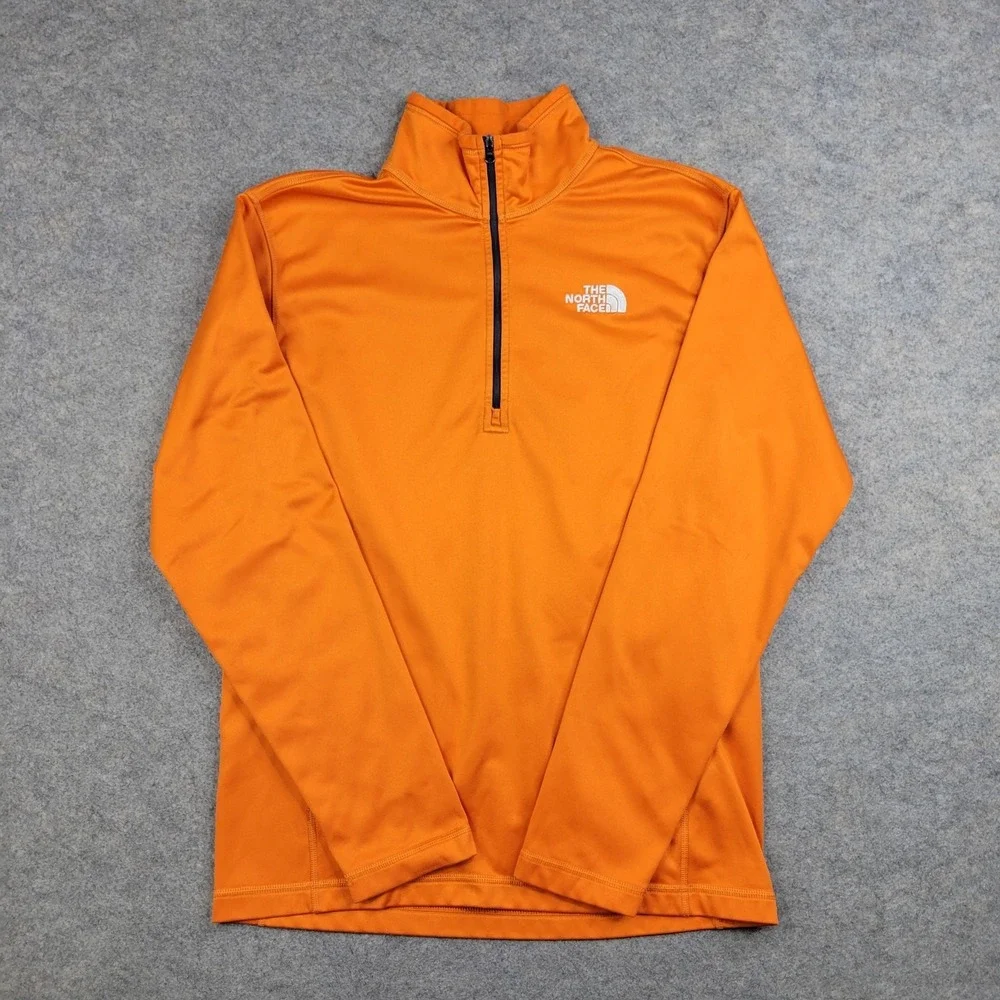 The North Face Pullover Mens Small Orange 1/4 Zip Long Sleeve Top‎ NF0A2V6J
